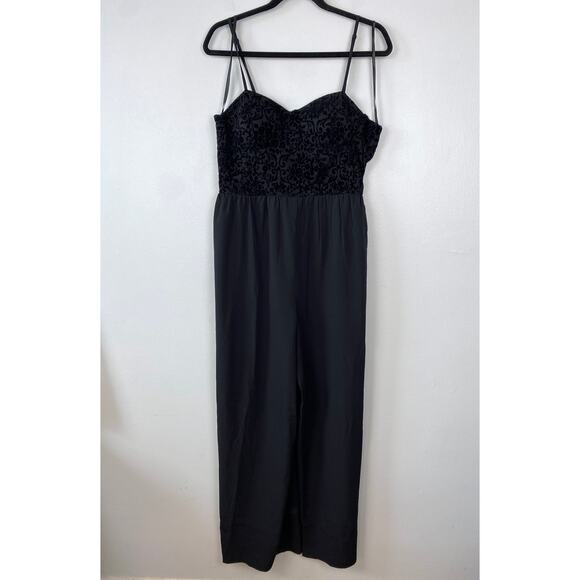 BOG Collective Velvet Bustier Jumpsuit Whimsygoth Wide Leg Floral Gothic Size XL - Picture 1 of 14